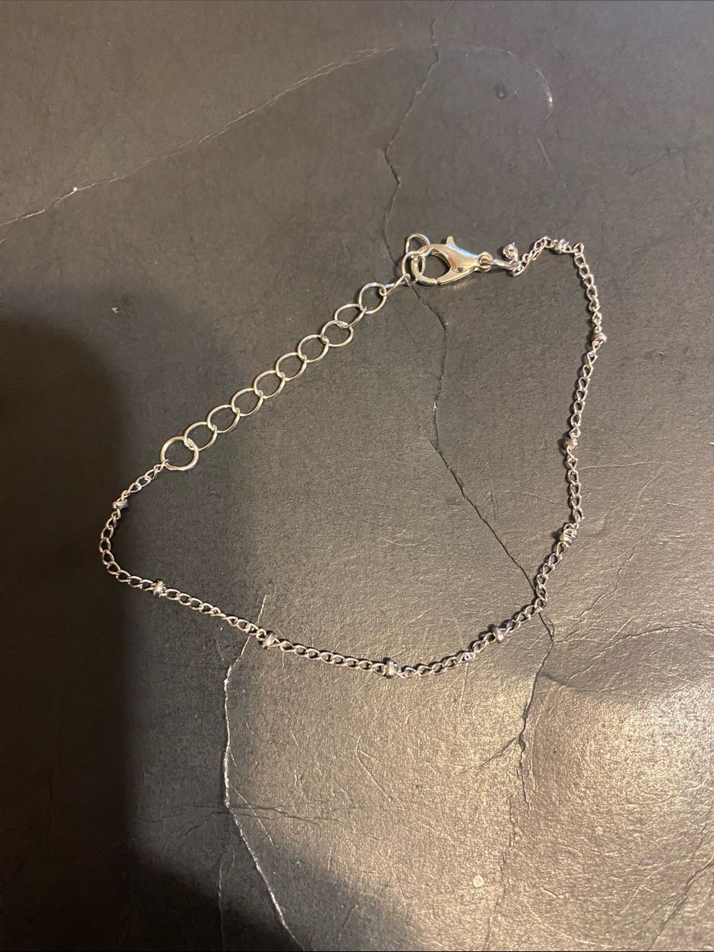 Minimalist Silver-tone Beaded Chain Bracelet